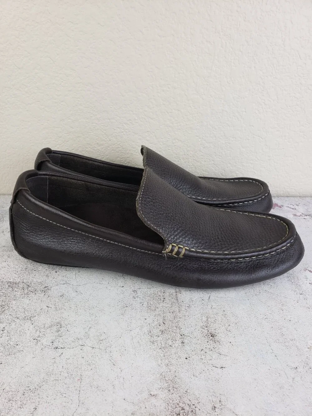 Vionic Parker Leather Driving Moccasin Loafers Brown Orthaheel size 11 Men's